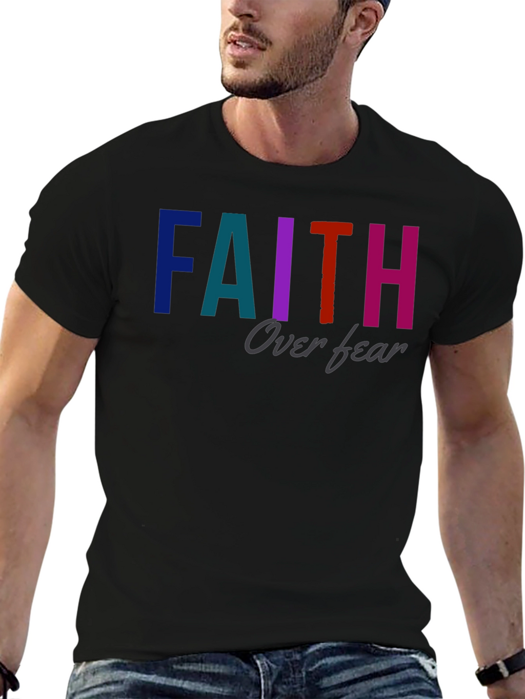 Faith Over Fear Graphic T-Shirt - Unisex Black Tee