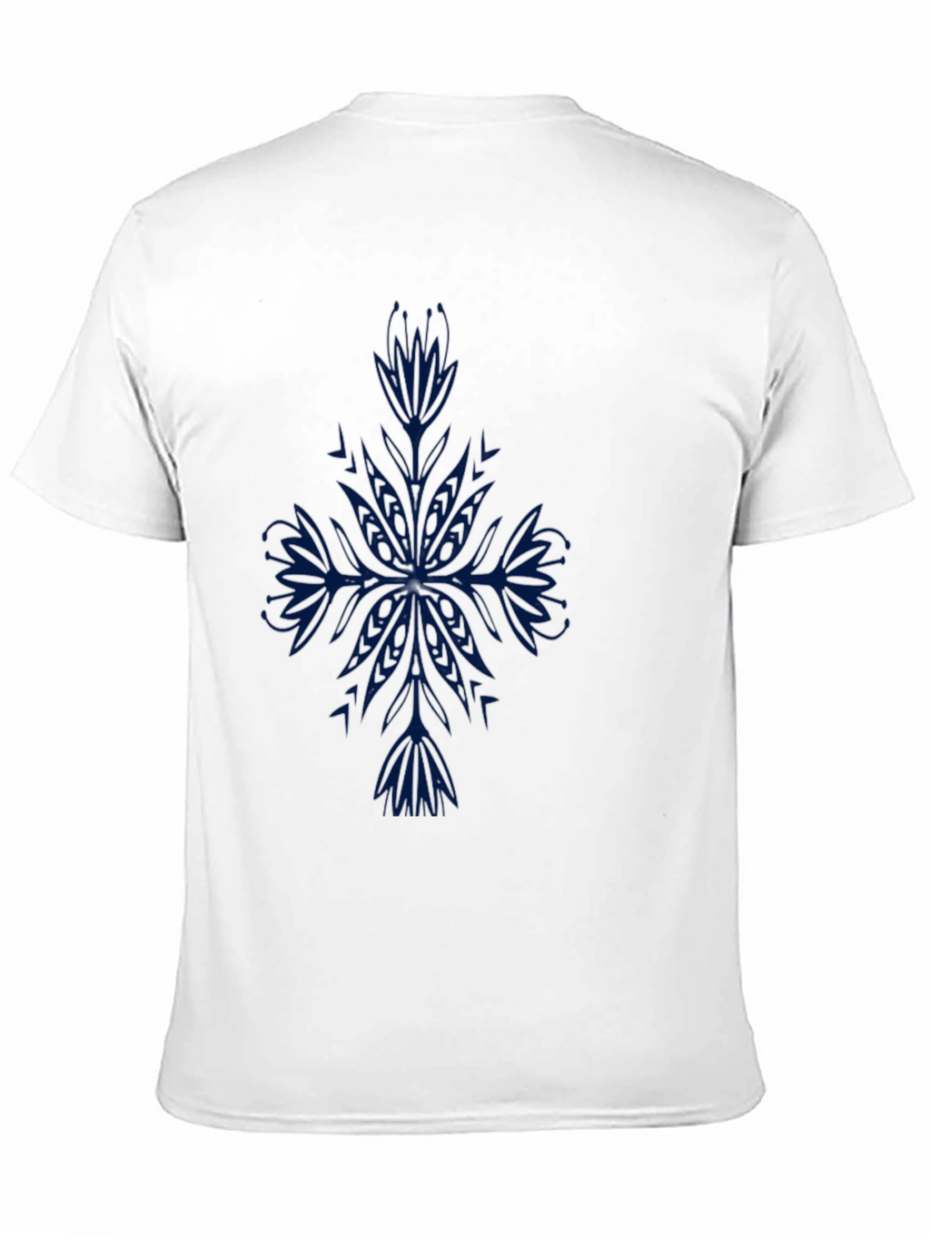 Mens Black T-Shirt with Blue Floral Design