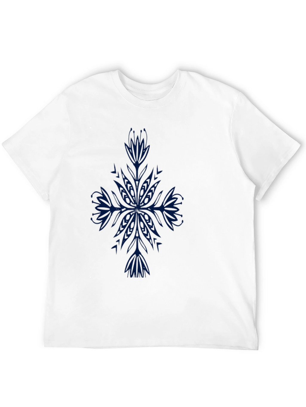 Mens Black T-Shirt with Blue Floral Design