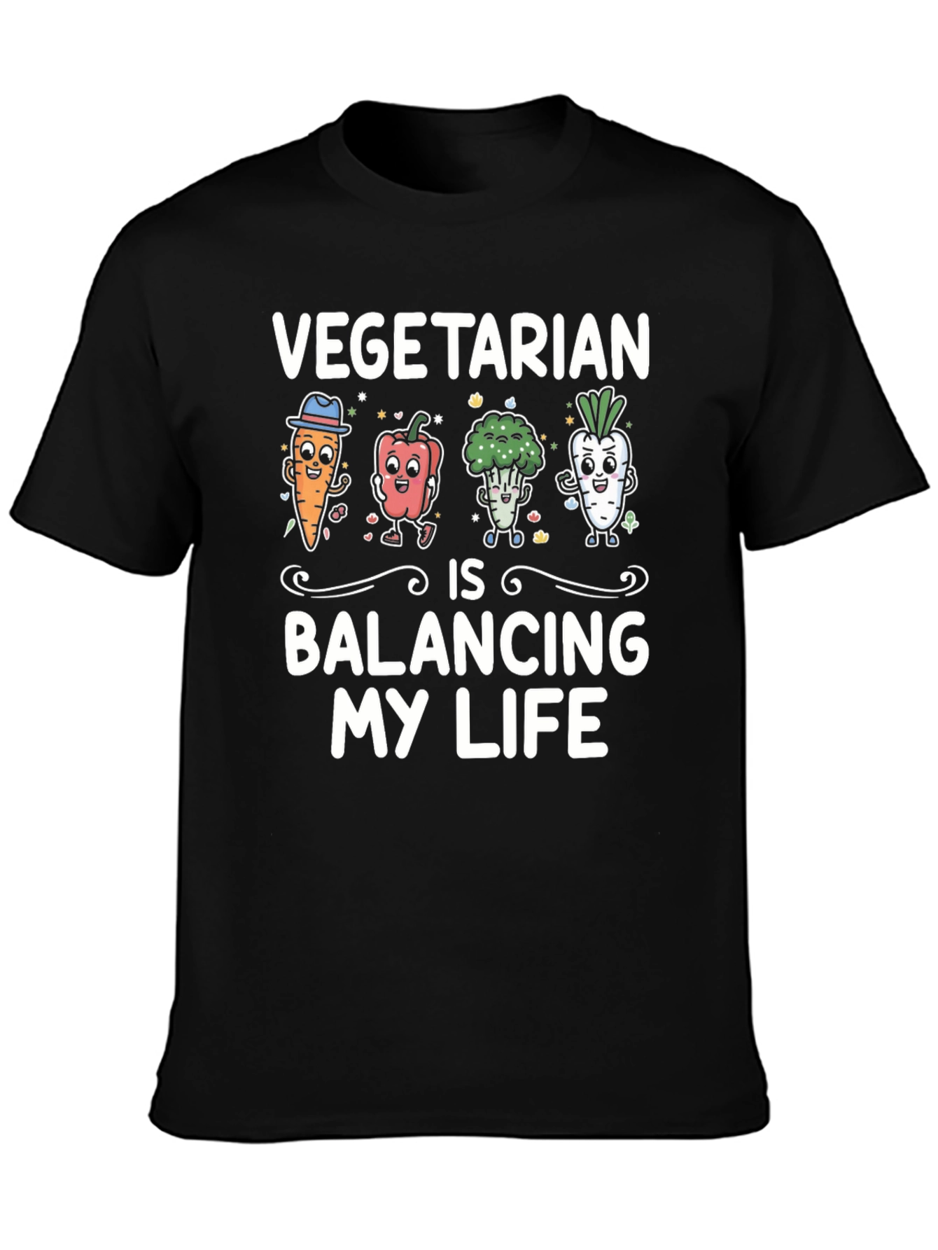 Vegetarian Balancing Life Graphic T-Shirt