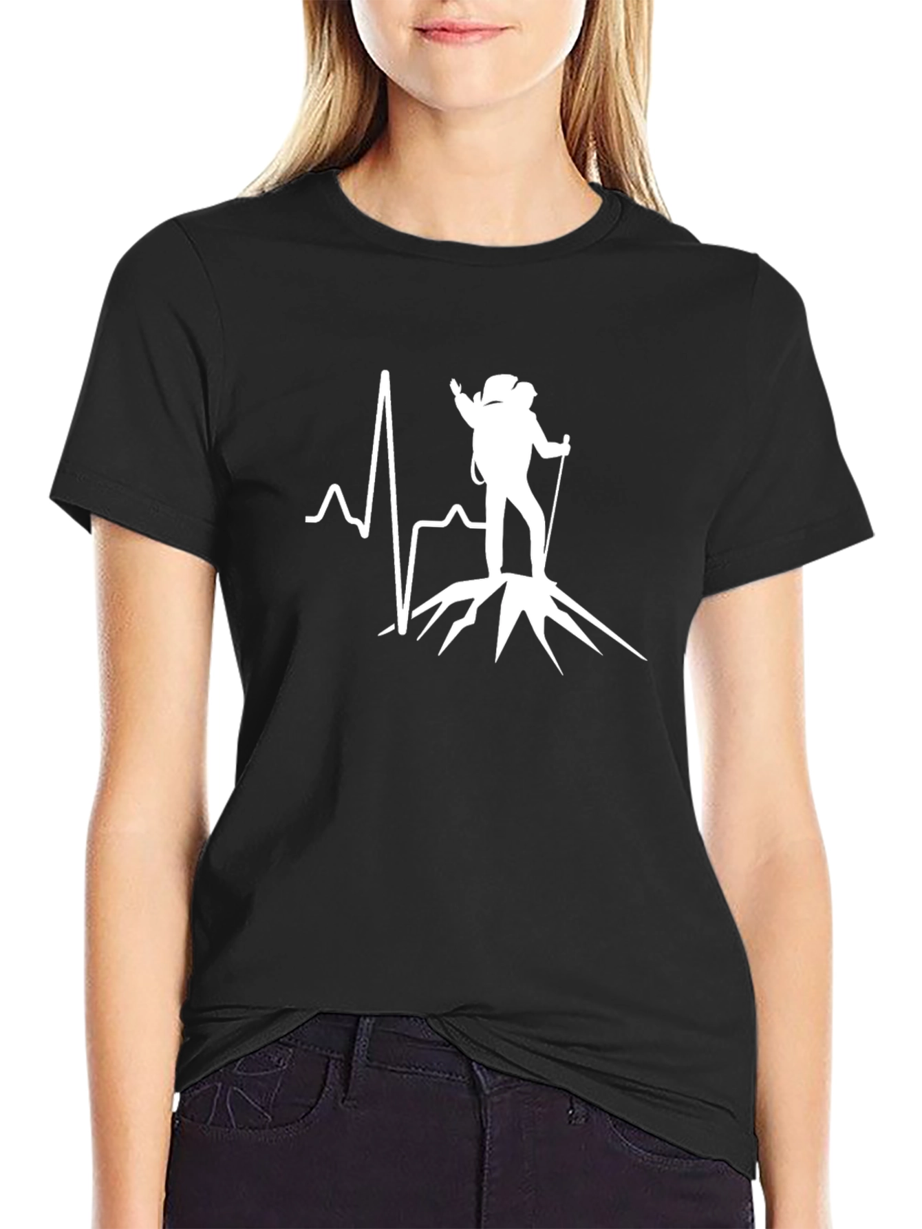 Mountain Hiker Heartbeat Graphic Tee - Adventure Awaits!