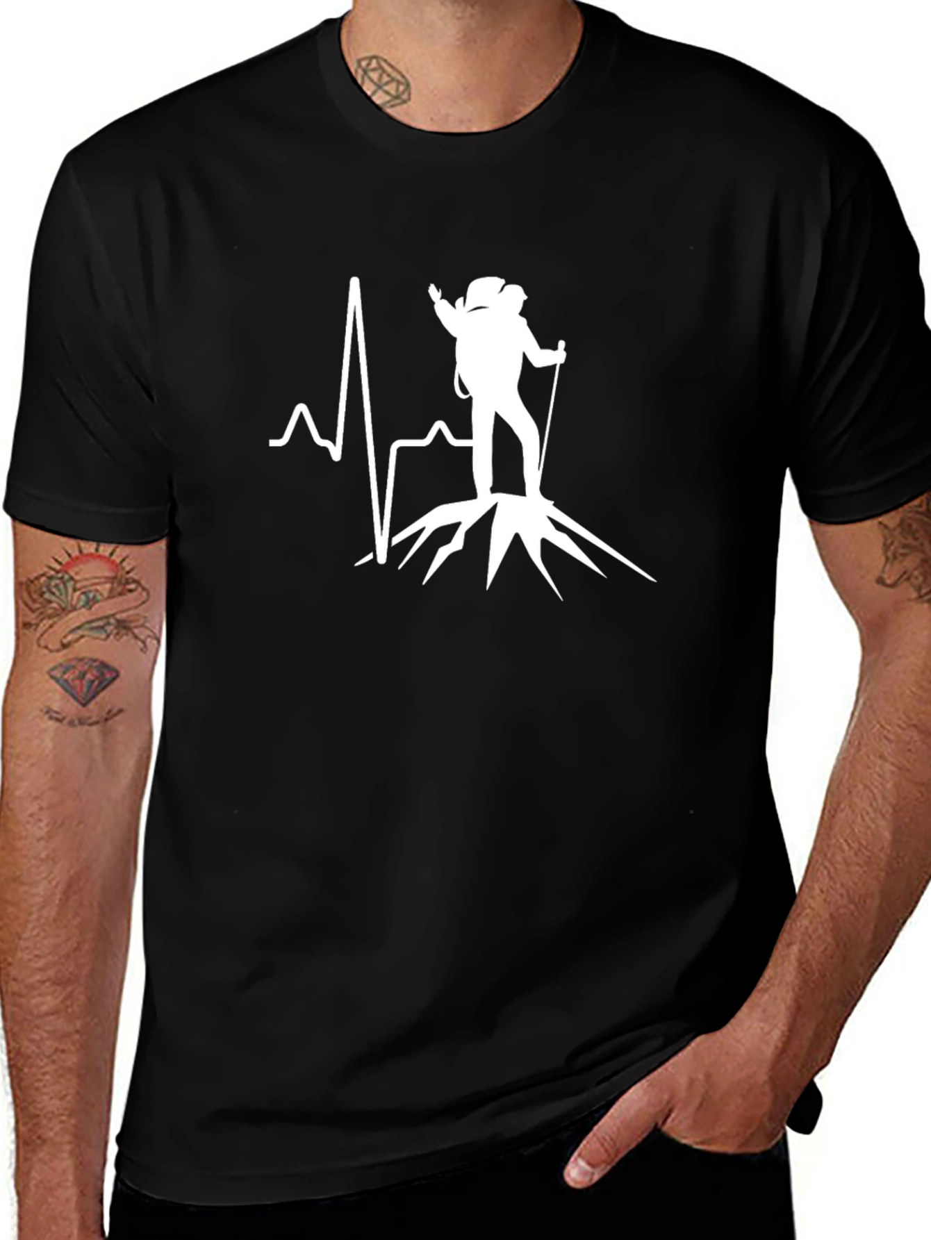 Mountain Hiker Heartbeat Graphic Tee - Adventure Awaits!