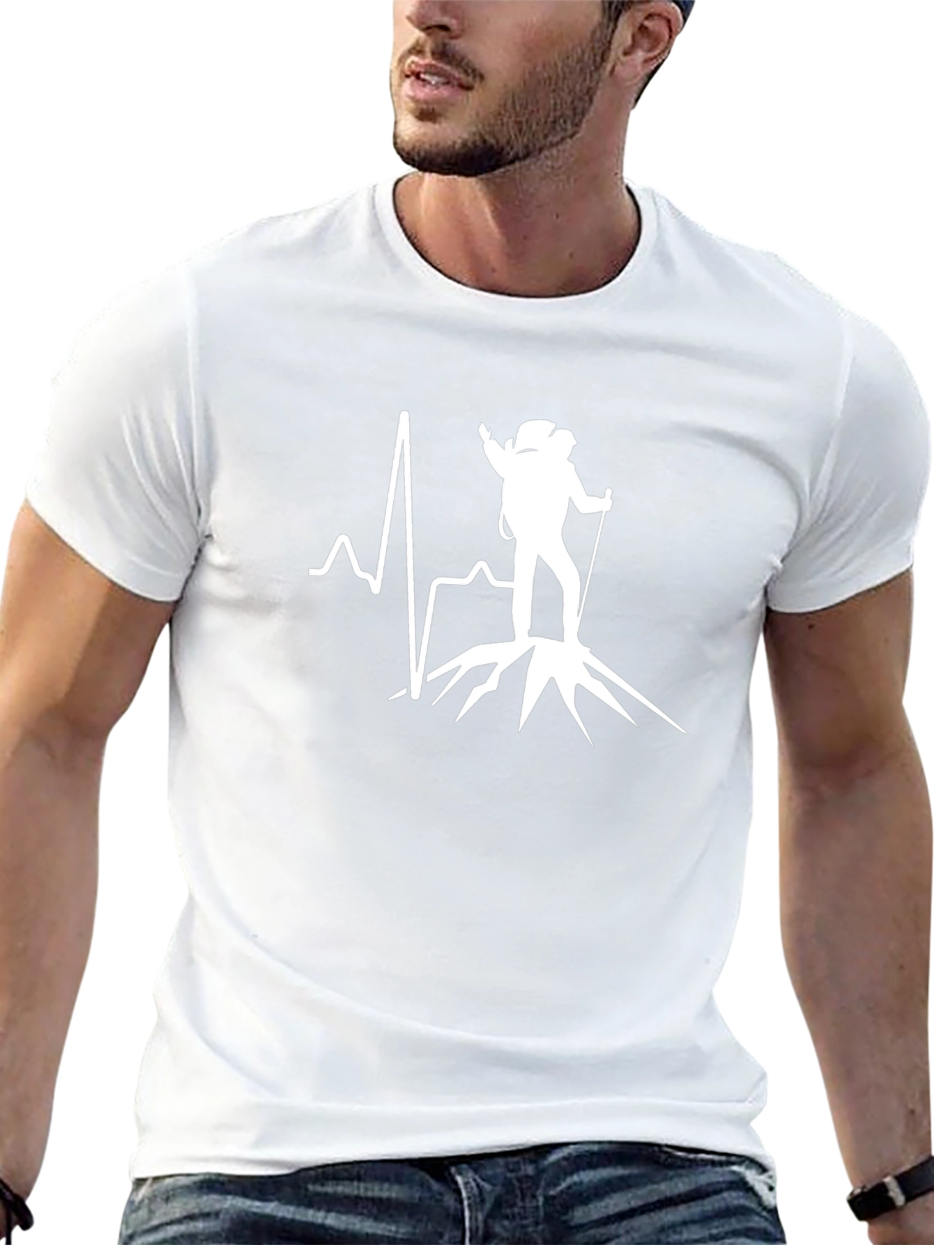Mountain Hiker Heartbeat Graphic Tee - Adventure Awaits!