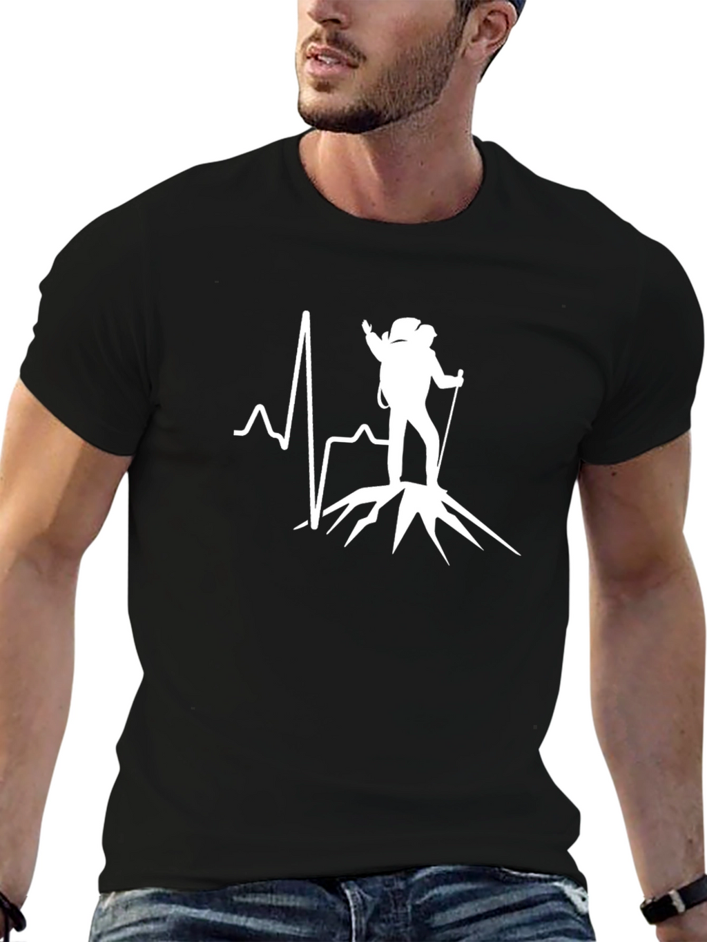 Mountain Hiker Heartbeat Graphic Tee - Adventure Awaits!