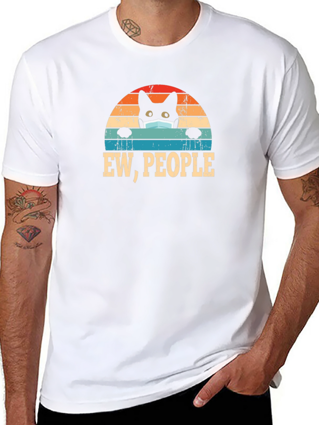 Ew People Black Cat Mask T-Shirt