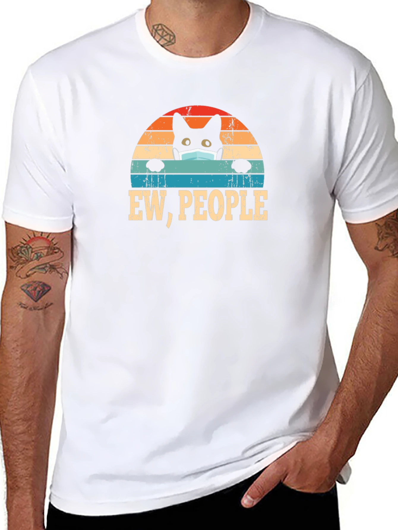 Ew People Black Cat Mask T-Shirt