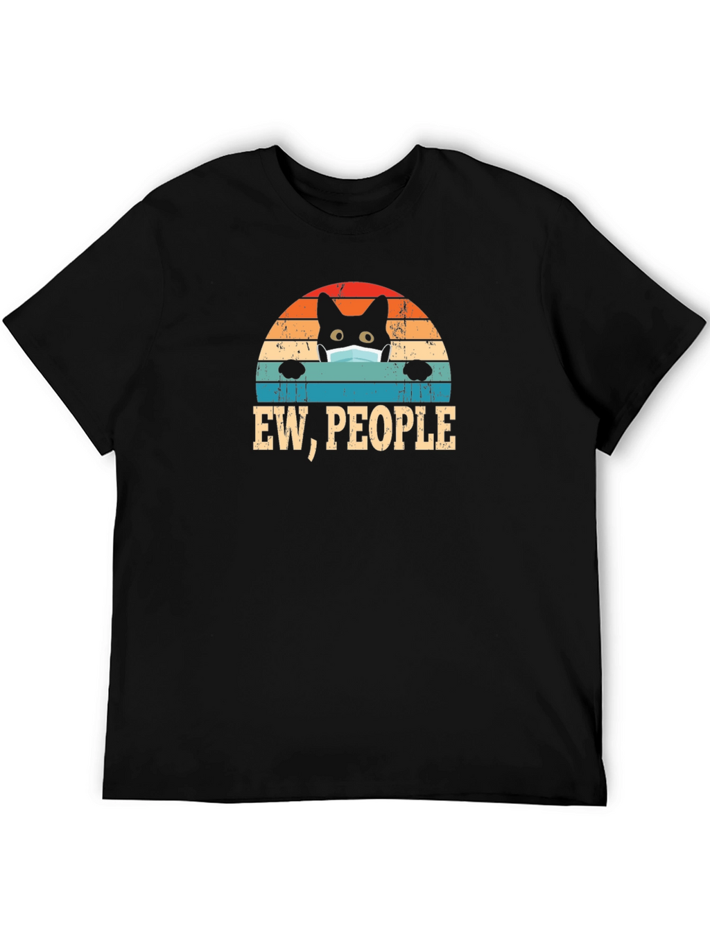 Ew People Black Cat Mask T-Shirt
