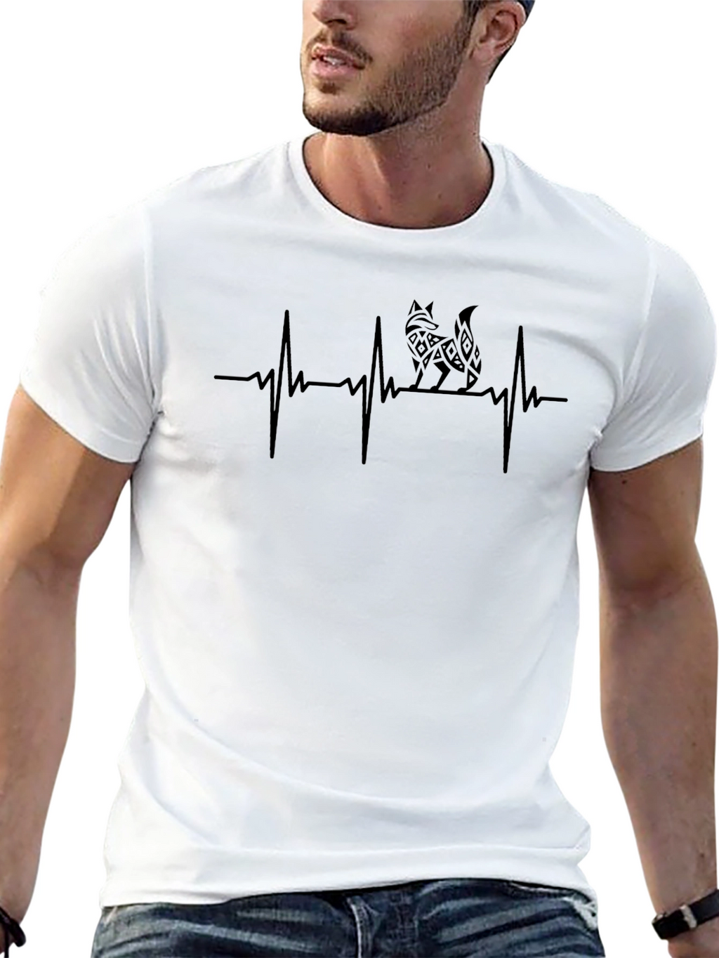 Fox Heartbeat Graphic Tee - Stylish Mens T-Shirt