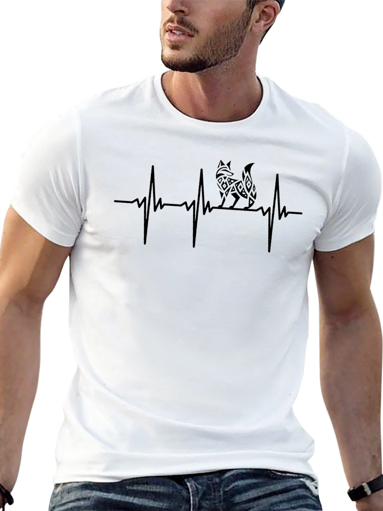 Fox Heartbeat Graphic Tee - Stylish Mens T-Shirt
