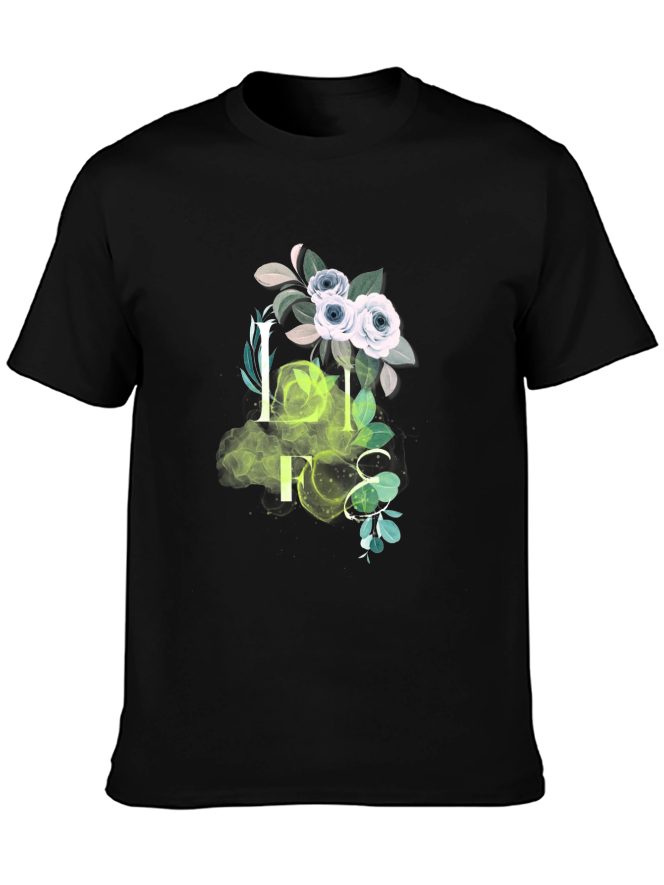 Floral Life Graphic Print Black T-Shirt