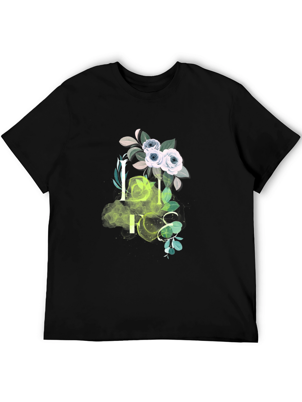 Floral Life Graphic Print Black T-Shirt