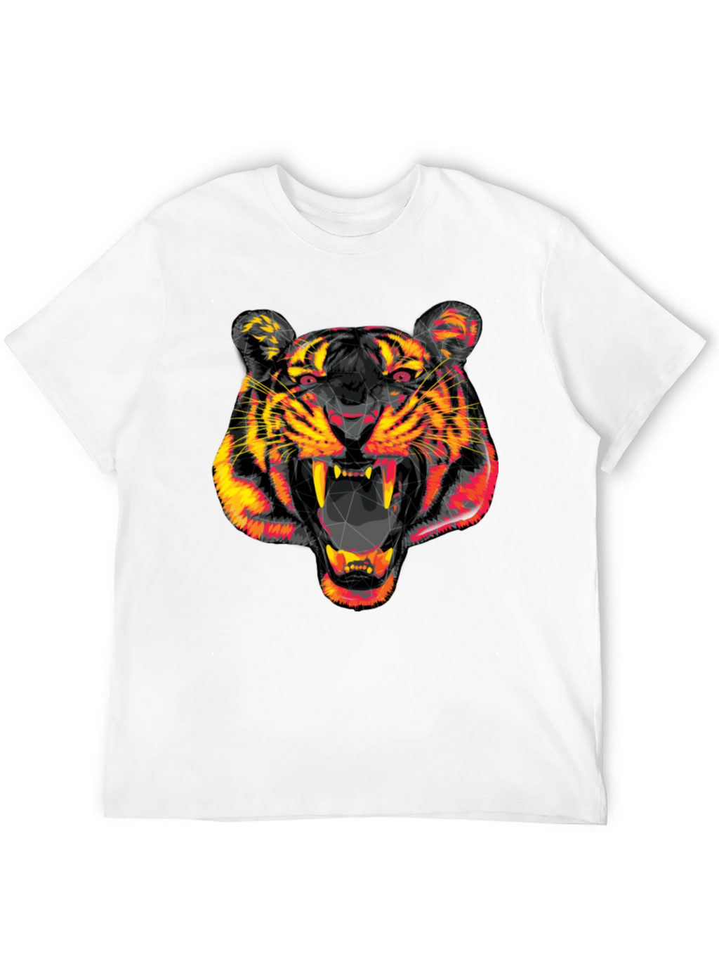 Geometric Tiger Head Black Graphic Tee
