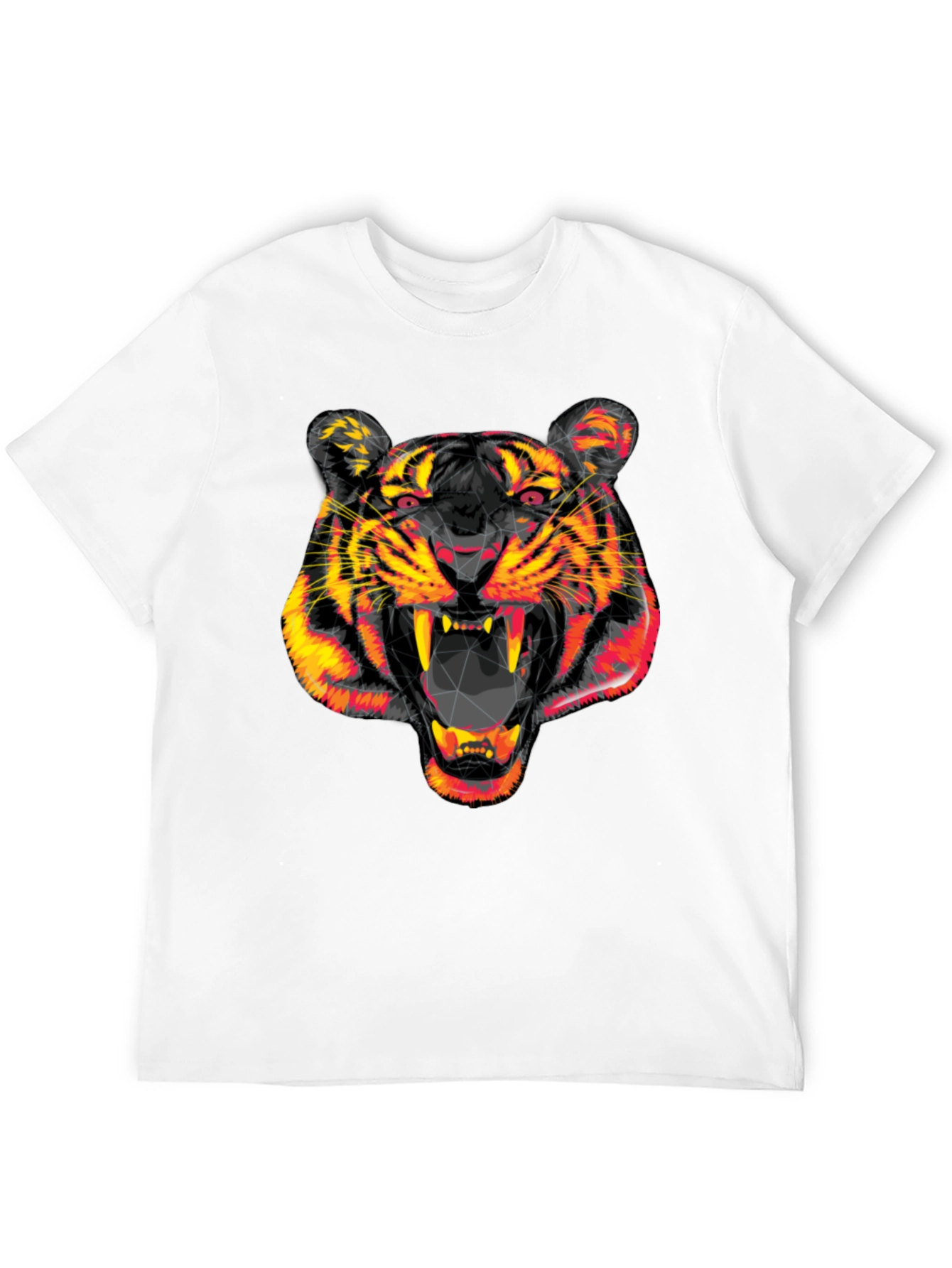 Geometric Tiger Head Black Graphic Tee