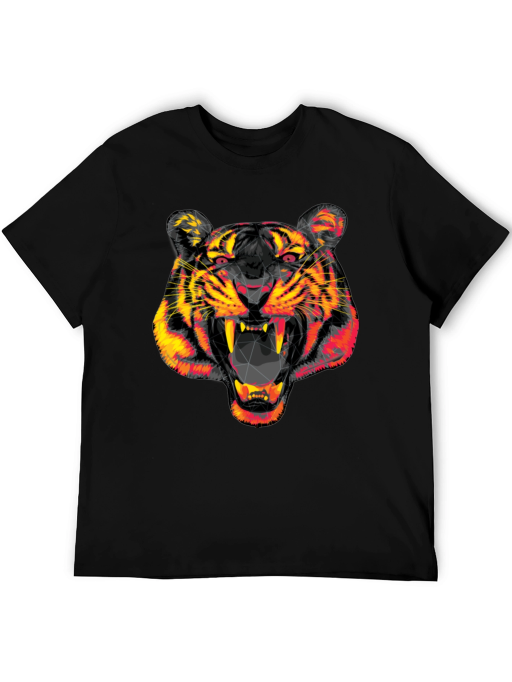 Geometric Tiger Head Black Graphic Tee