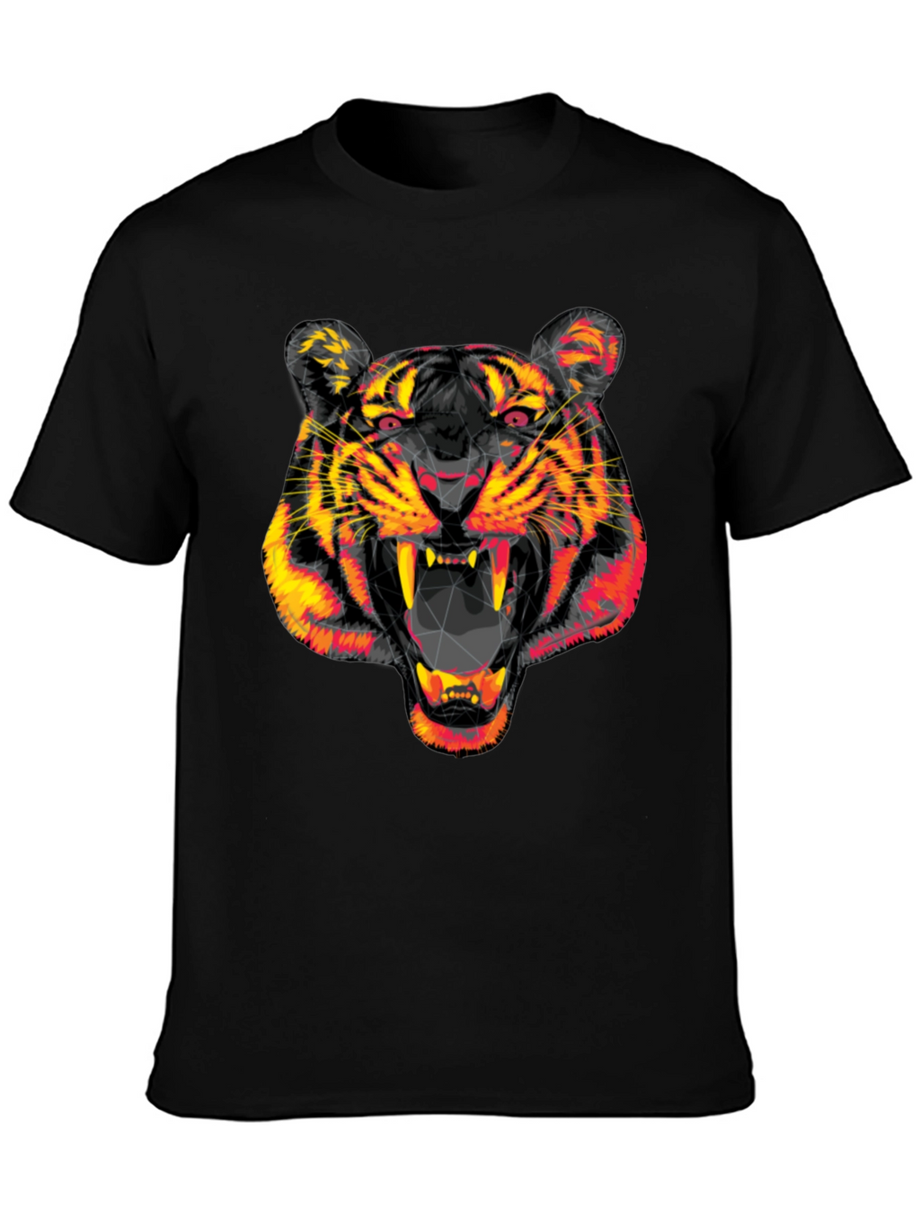 Geometric Tiger Head Black Graphic Tee