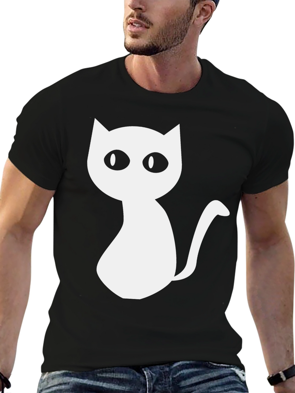 Cute Cat Graphic Tee - Unisex Black T-Shirt
