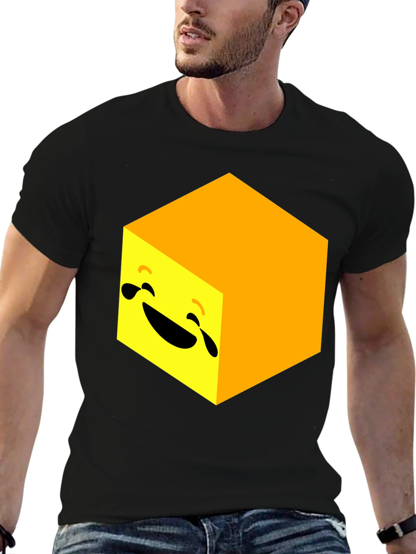 Laughing Cube Graphic Tee - Black Cotton Blend