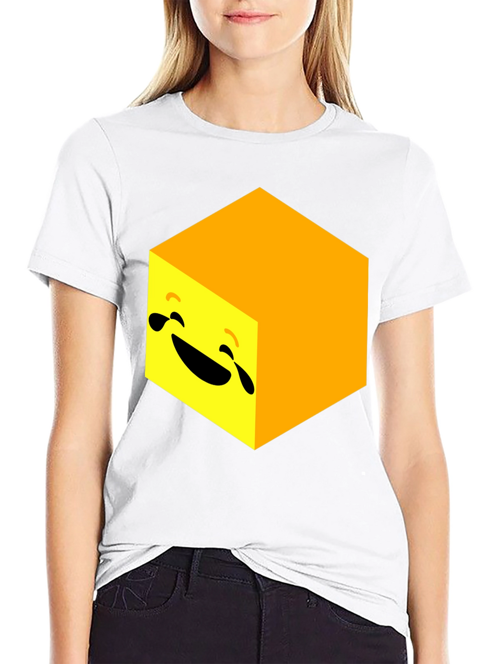 Laughing Cube Graphic Tee - Black Cotton Blend