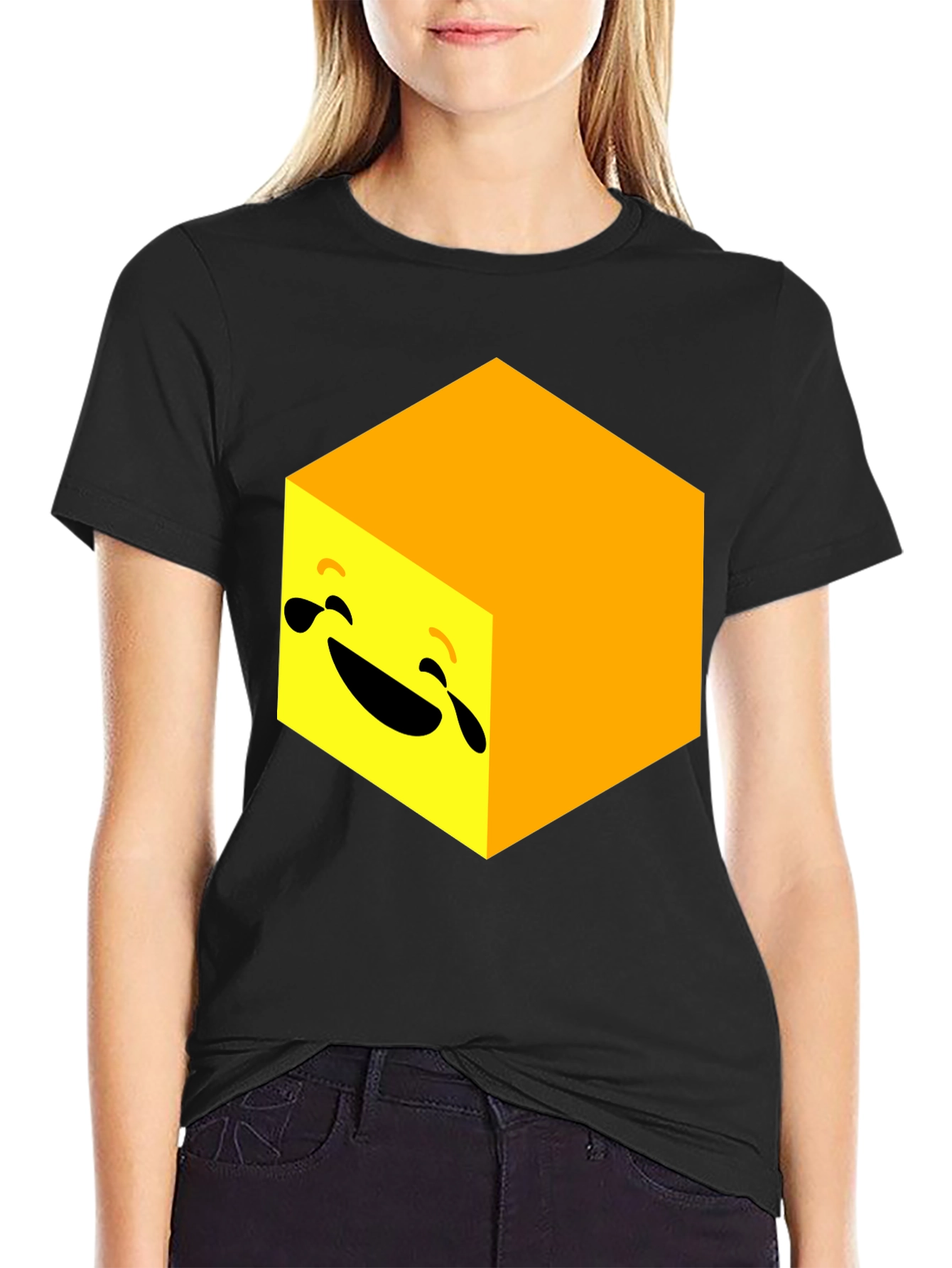 Laughing Cube Graphic Tee - Black Cotton Blend
