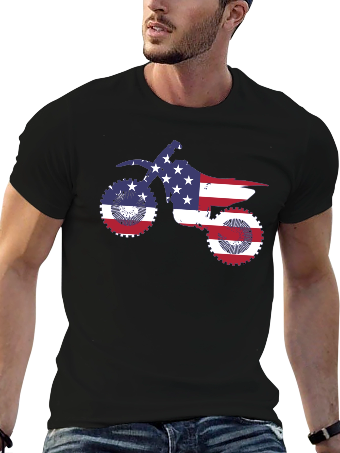 American Flag Motorcycle T-Shirt