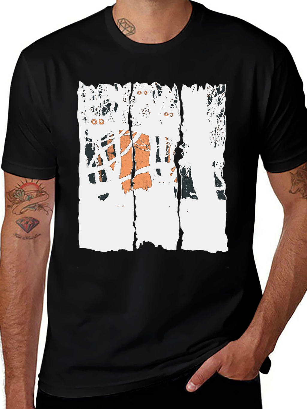 Distressed Basketball Graphic Tee - Black Cotton T-Shirt