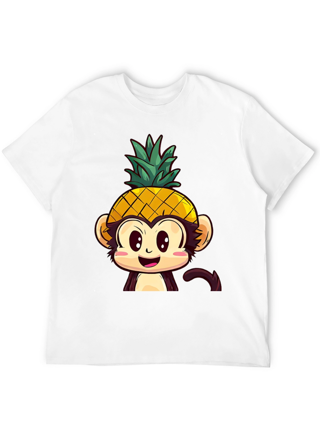 Pineapple Monkey Graphic T-Shirt - Quirky Cartoon Tee