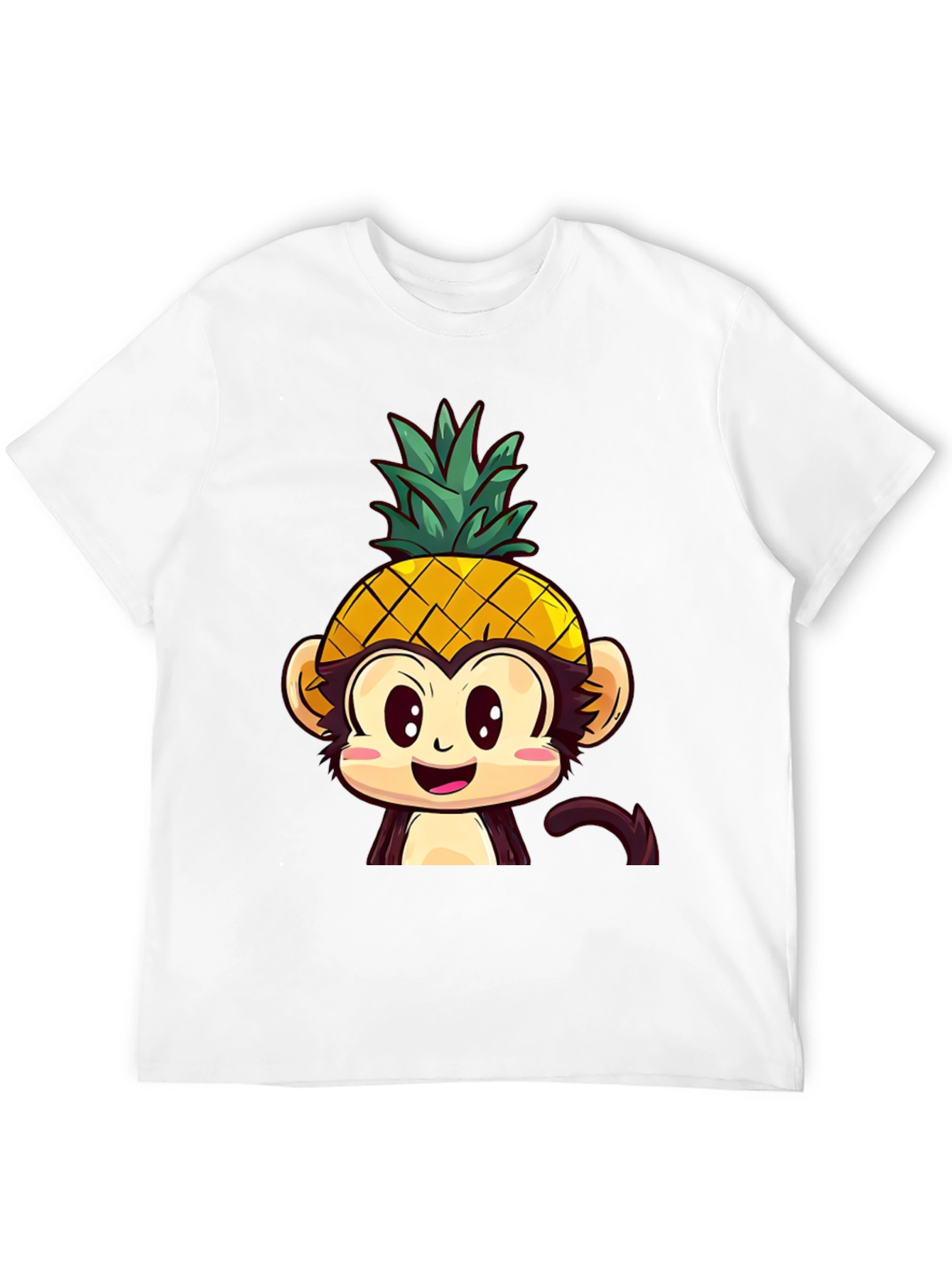 Pineapple Monkey Graphic T-Shirt - Quirky Cartoon Tee