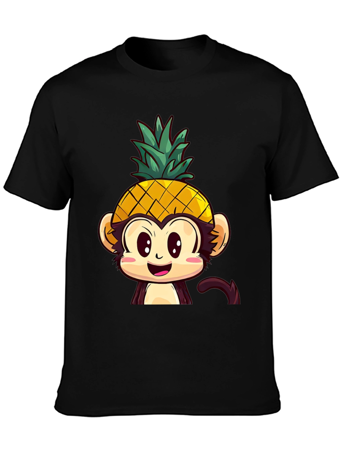 Pineapple Monkey Graphic T-Shirt - Quirky Cartoon Tee