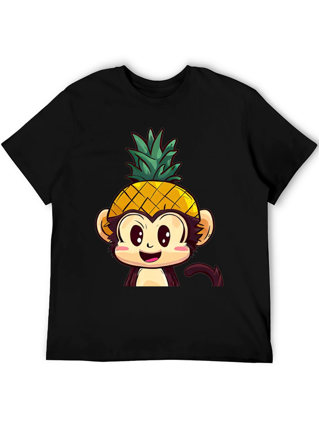Pineapple Monkey Graphic T-Shirt - Quirky Cartoon Tee