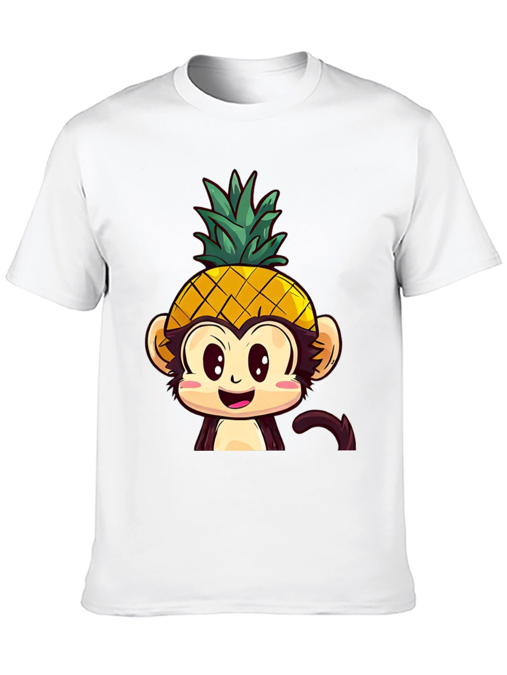 Pineapple Monkey Graphic T-Shirt - Quirky Cartoon Tee