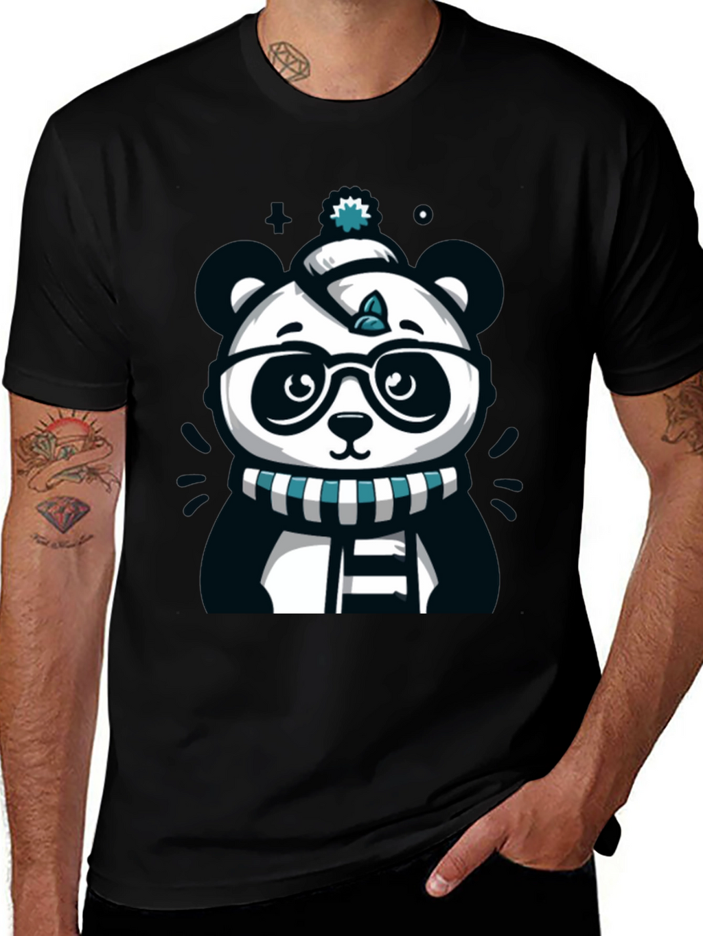 Cute Cartoon Panda Bear Graphic T-Shirt