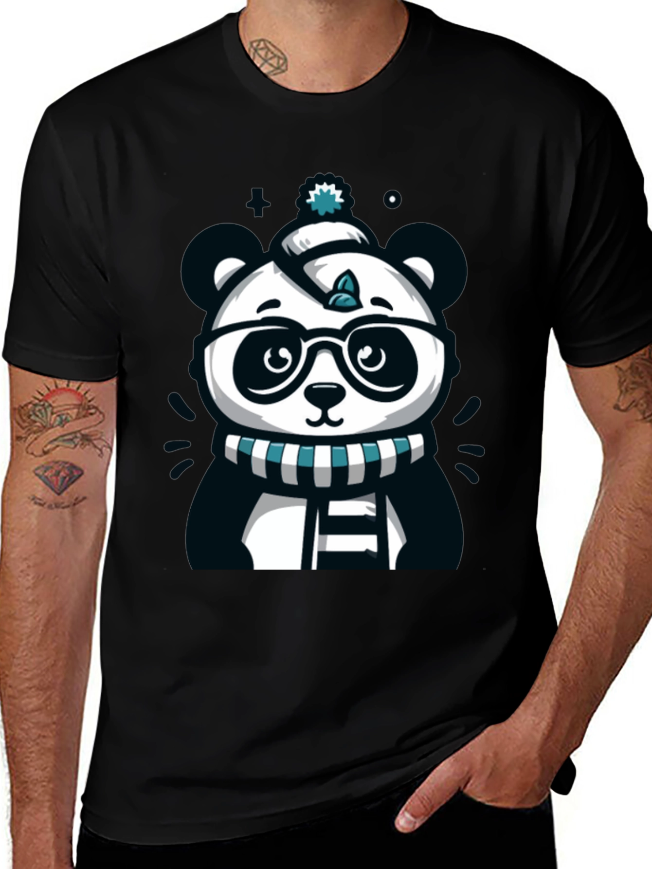 Cute Cartoon Panda Bear Graphic T-Shirt
