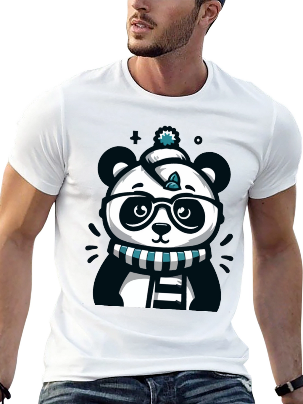 Cute Cartoon Panda Bear Graphic T-Shirt