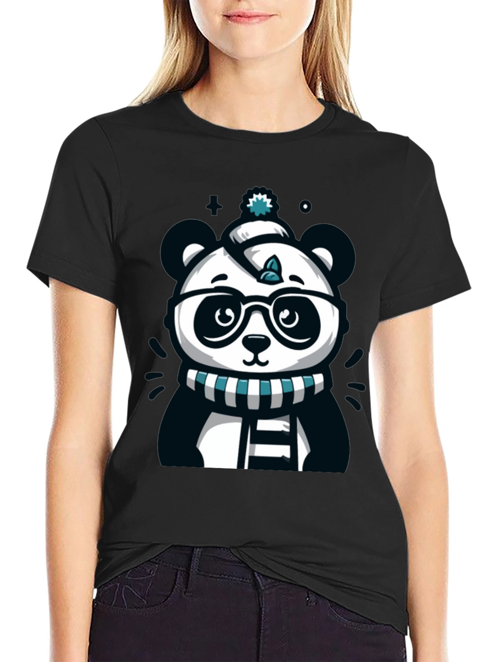 Cute Cartoon Panda Bear Graphic T-Shirt