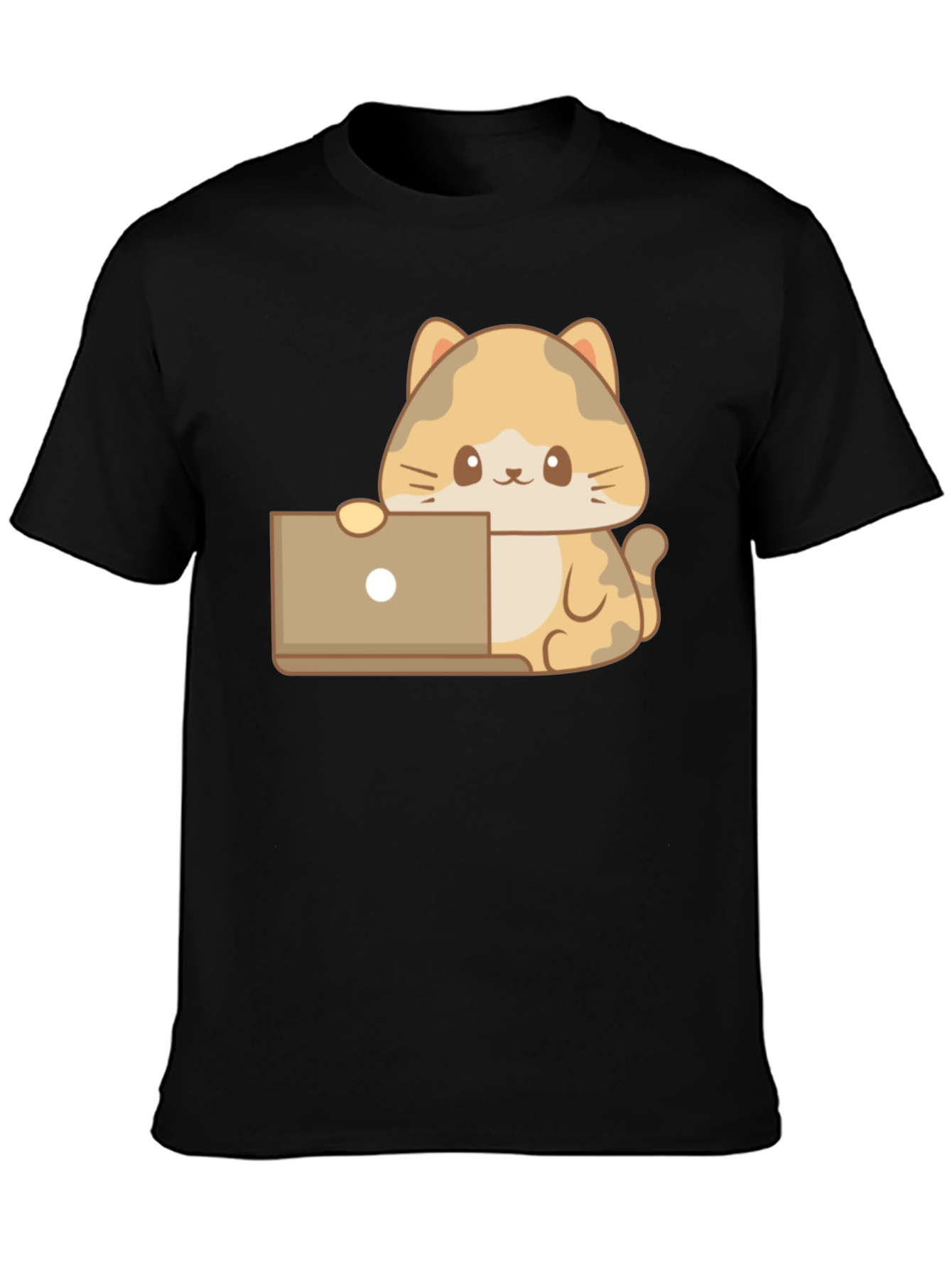 Cute Cat Laptop T-Shirt - Black