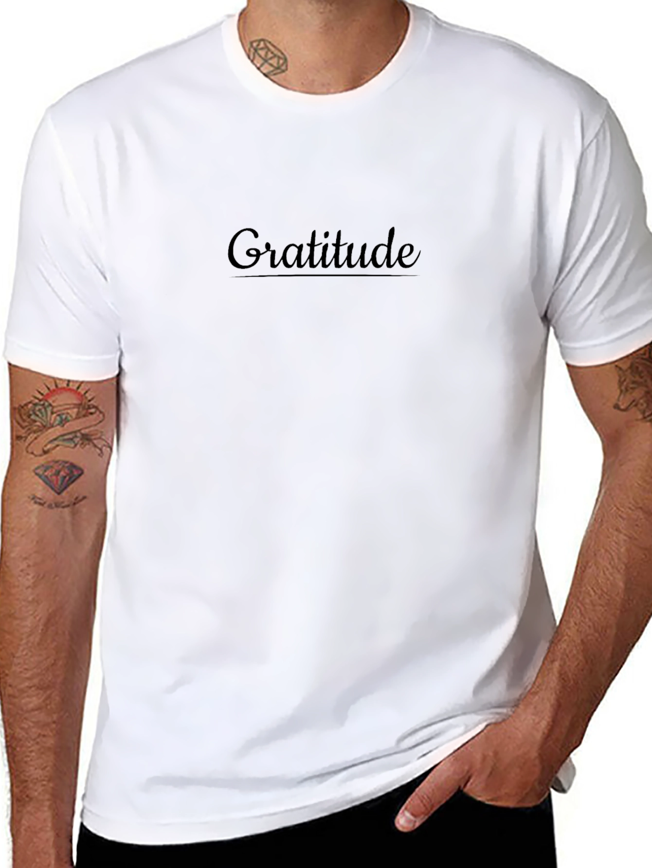 Gratitude Graphic Tee - Black Crewneck Shirt