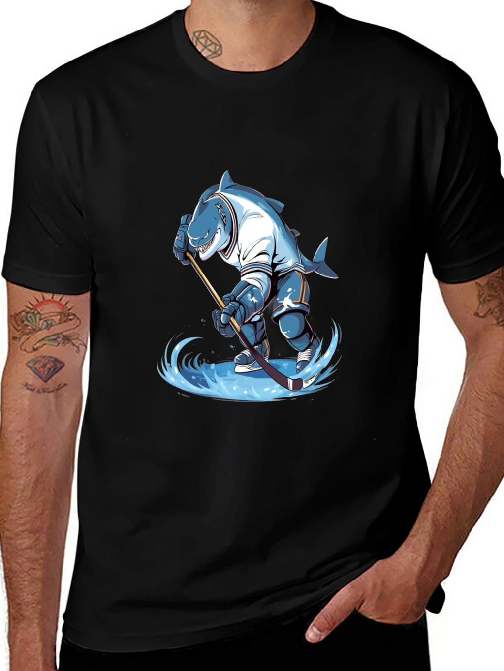 Shark Hockey Player Graphic Tee