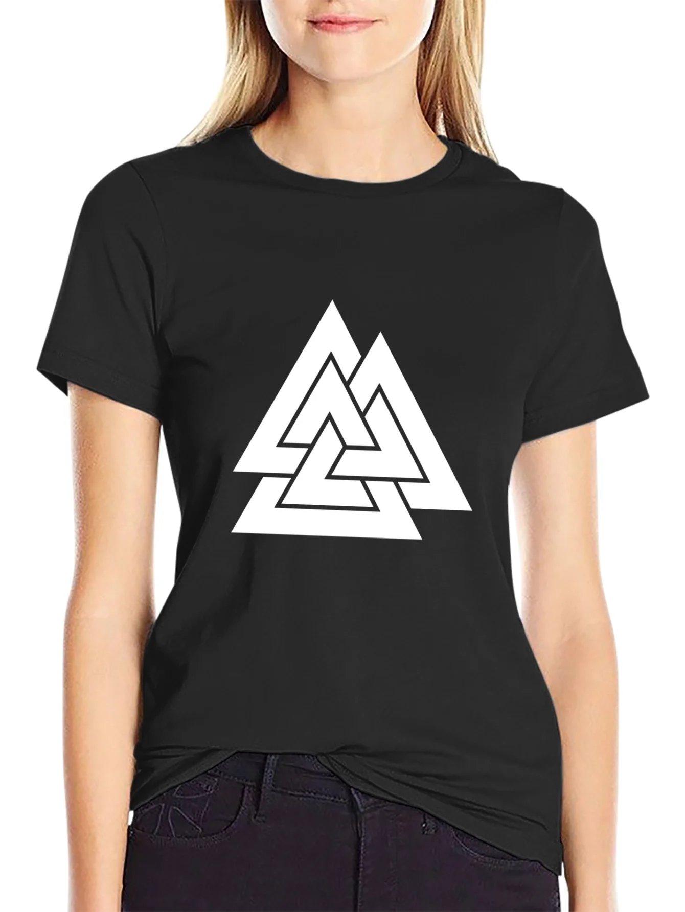 Black T-Shirt with Valknut Symbol