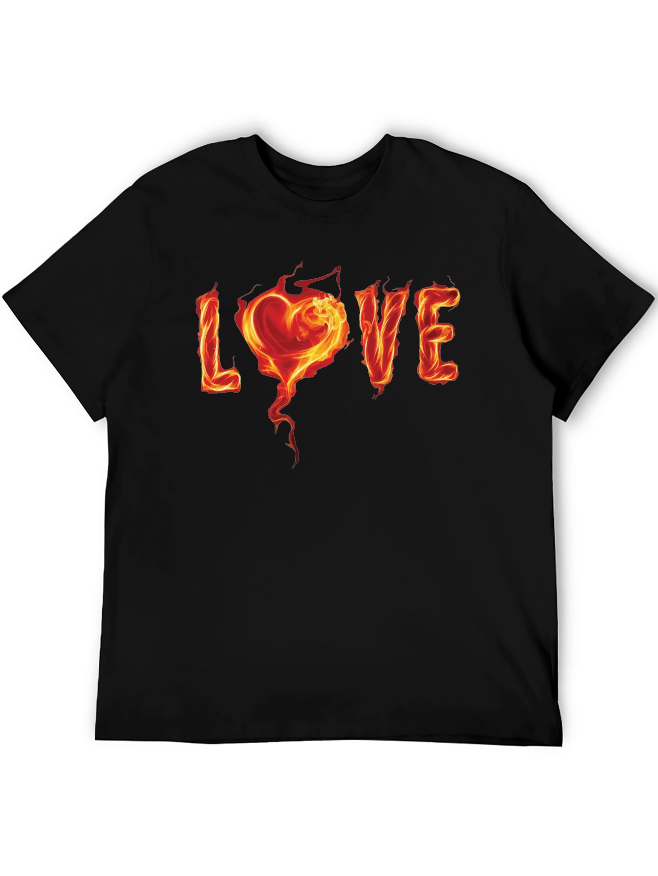 Fiery Love Graphic Black T-Shirt