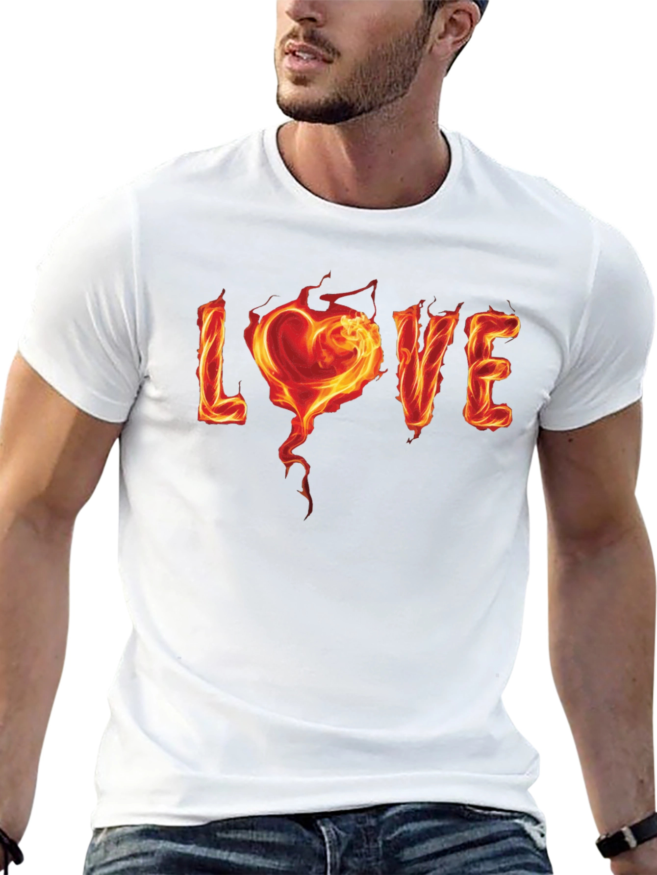 Fiery Love Graphic Black T-Shirt