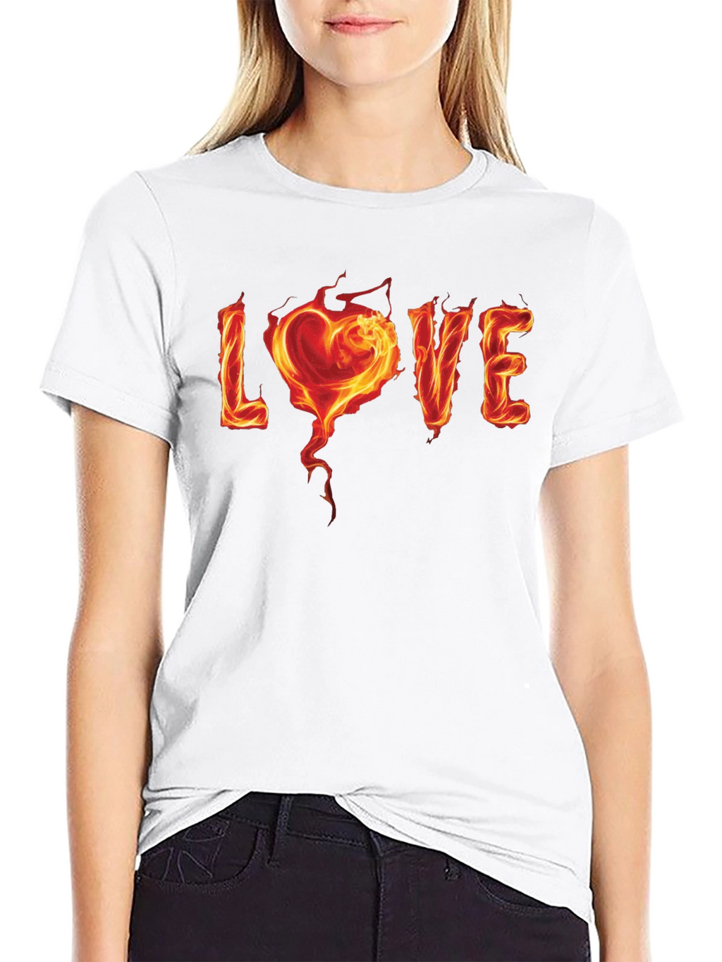 Fiery Love Graphic Black T-Shirt