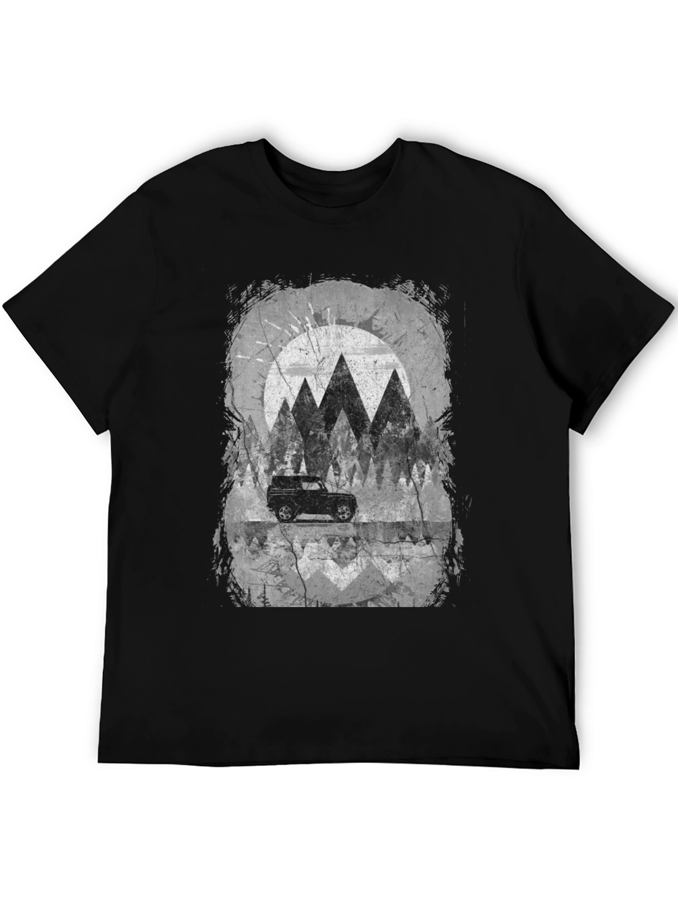 Mountain Scene Graphic Tee - Black