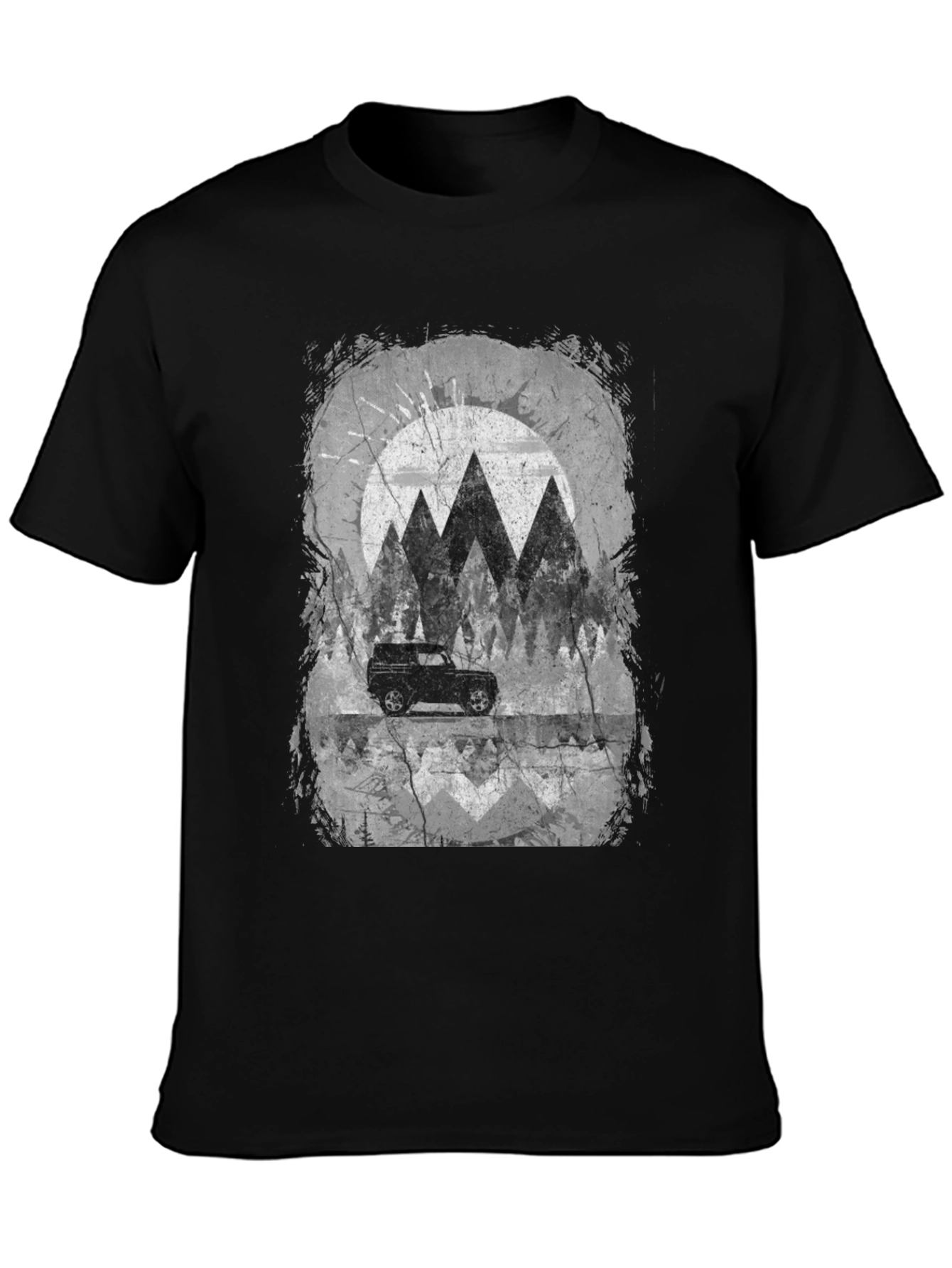 Mountain Scene Graphic Tee - Black