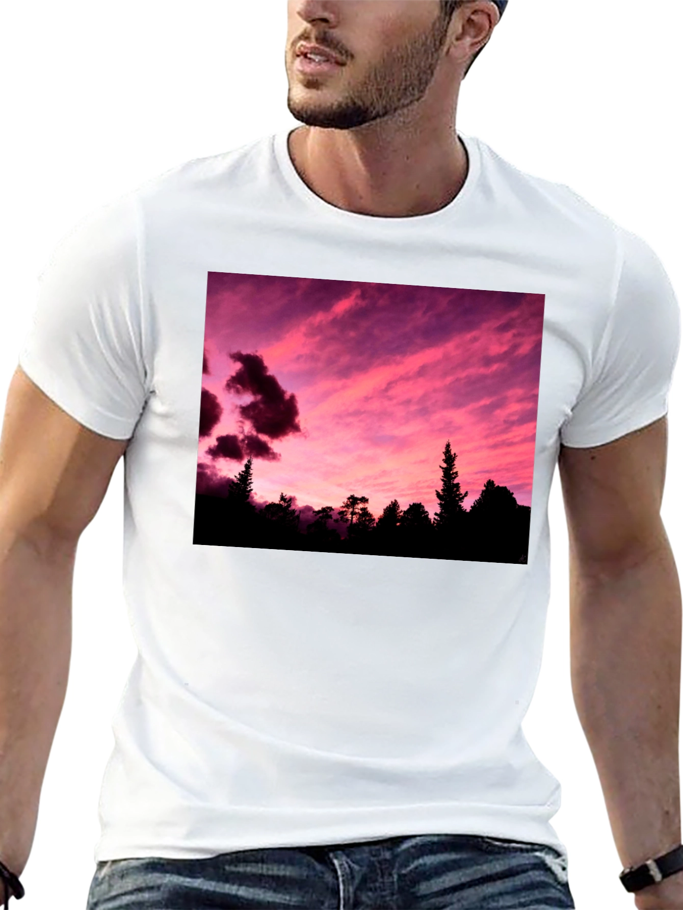 Sunset Forest Graphic Tee - Black