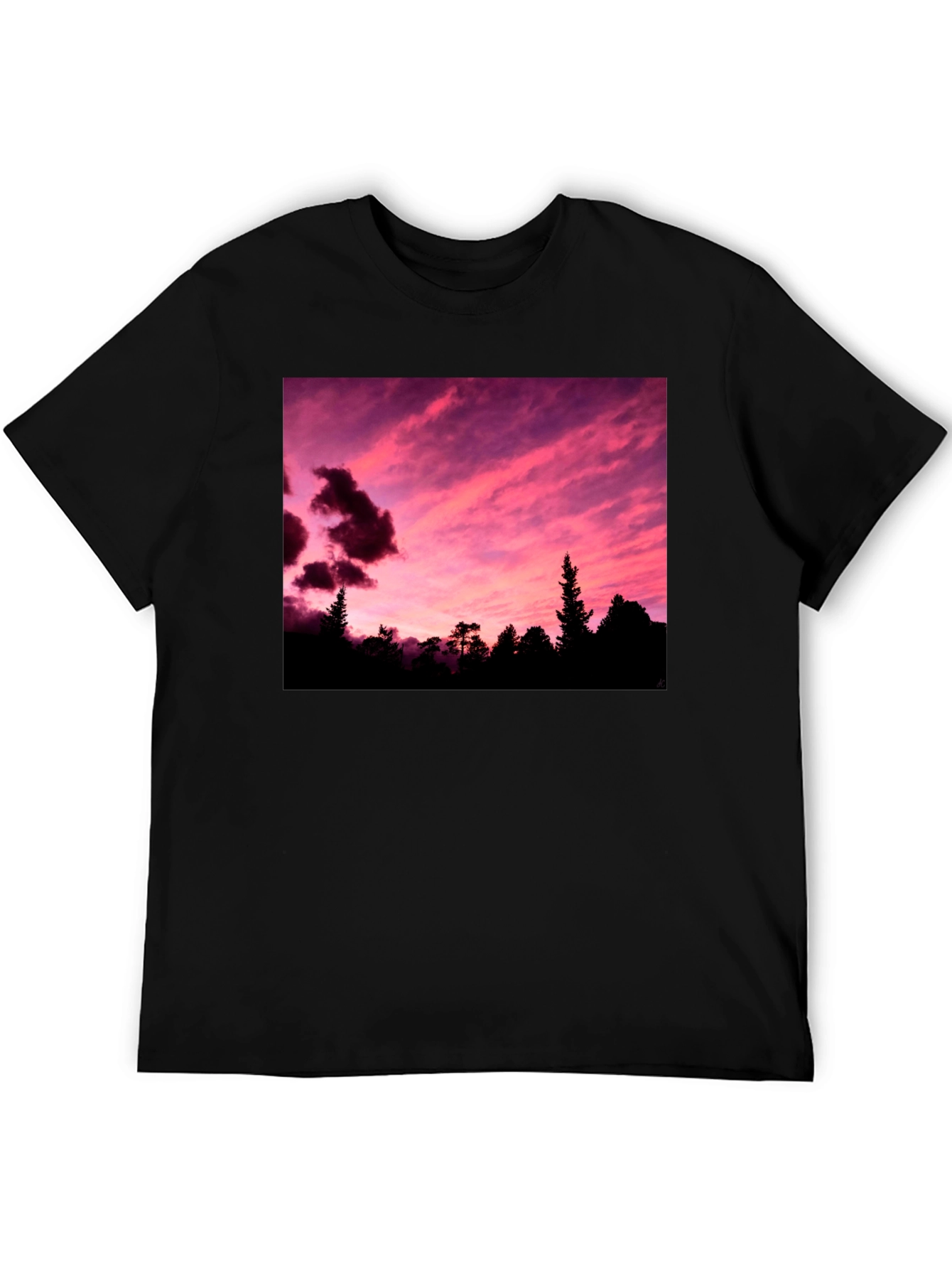 Sunset Forest Graphic Tee - Black