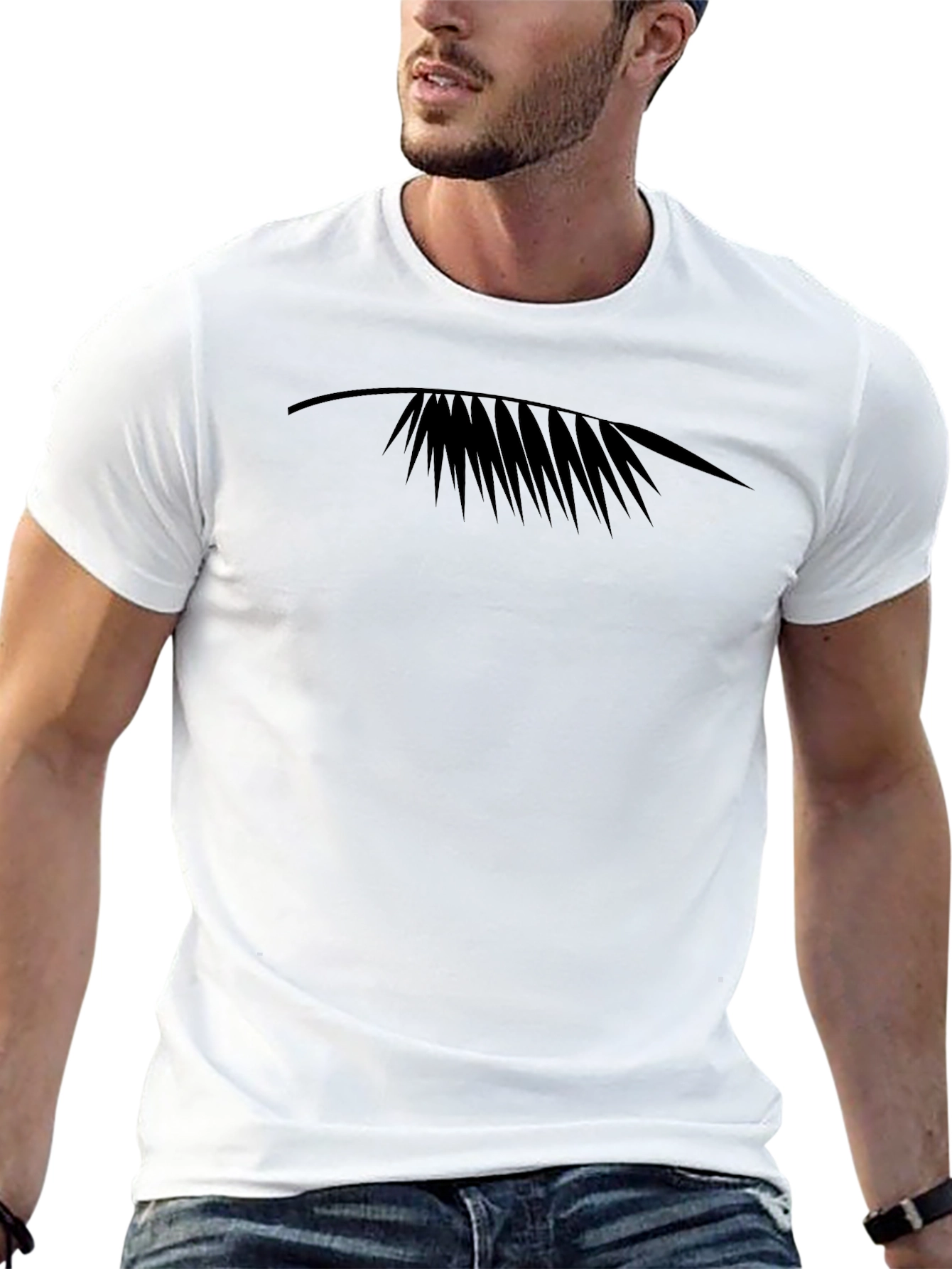 Mens Black Tropical Palm Graphic Tee