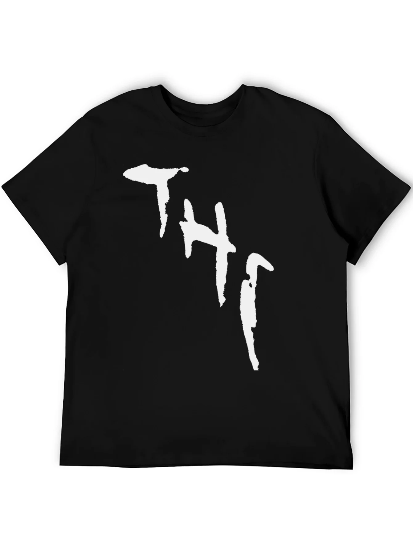 Black Tee with White Abstract THJ Print