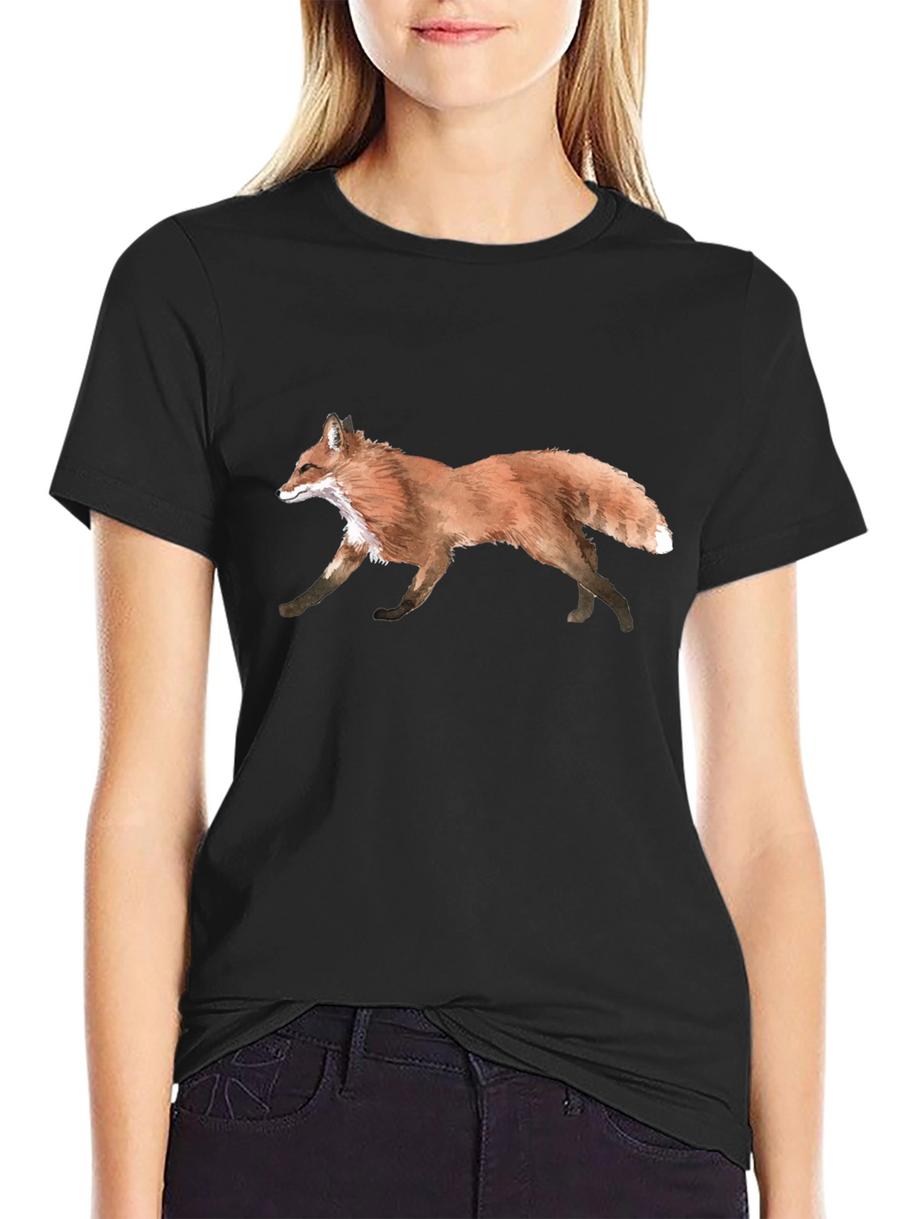 Fox Graphic Black T-Shirt - Nature Inspired Design