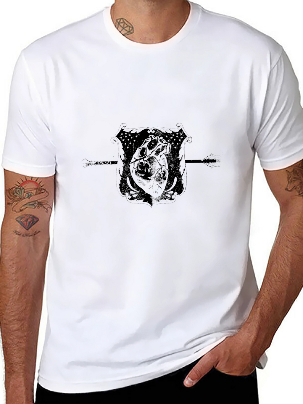 Graphic Heart Crest Black Tee