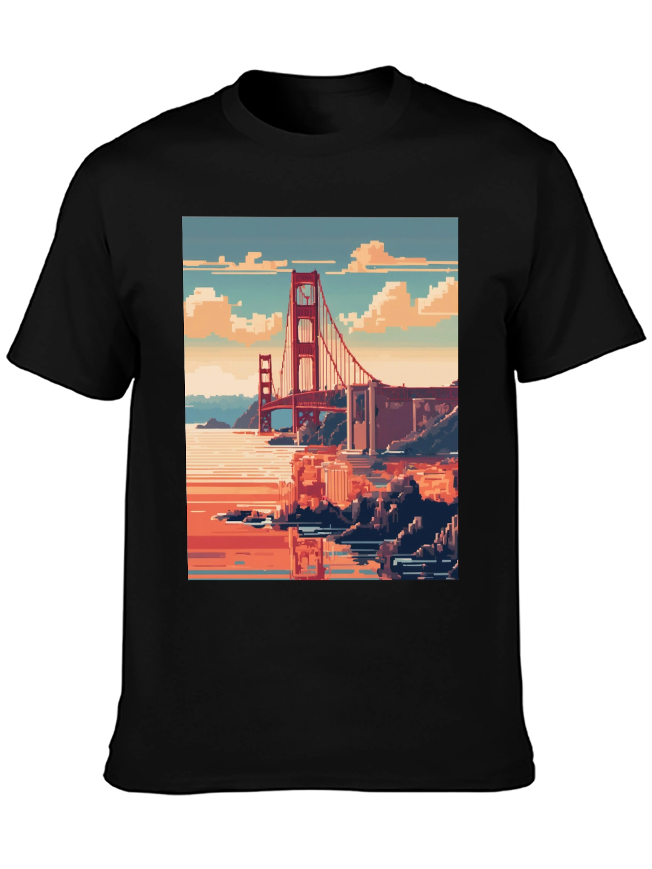 Golden Gate Pixel Art Black Tee